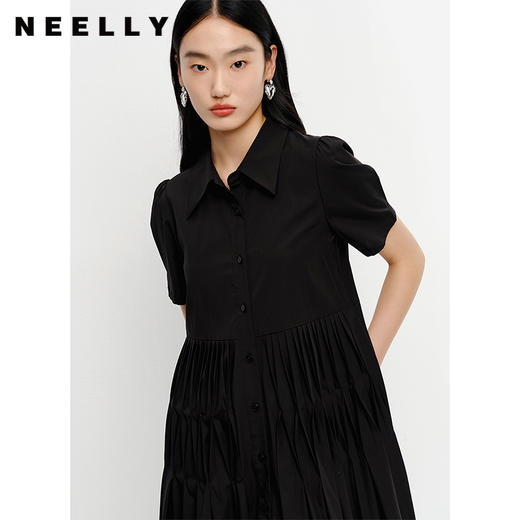 NEELLY纳俪商场同款夏季短袖连衣裙女中长款泡泡袖娃娃裙小个子N23041Y01022 商品图3