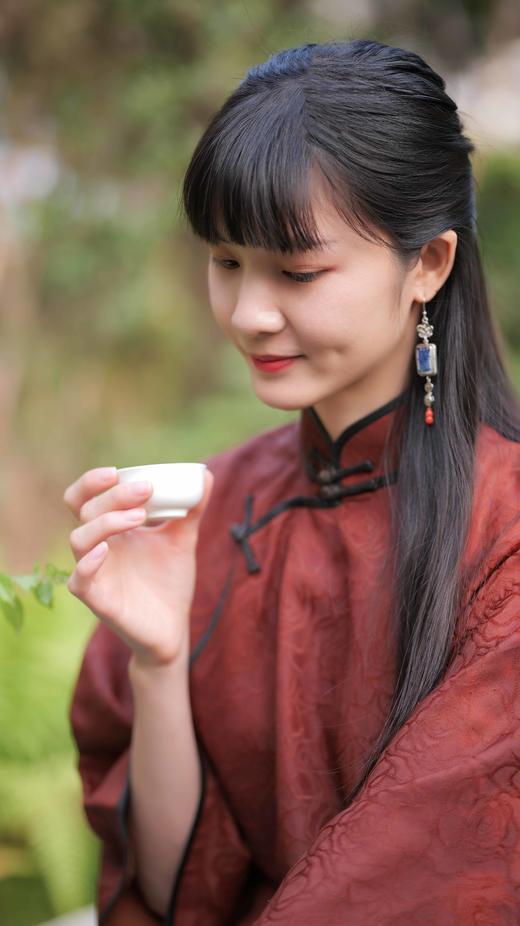 漫物记大玫瑰红云纱立领斜襟上衣XYS-w104 商品图0