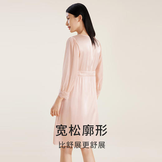 金三塔真丝V领睡裙100%桑蚕丝时尚性感家居服睡衣女  YSFBA308 商品图4