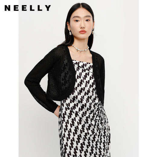 NEELLY纳俪夏季新款短款针织衫女薄款开衫上衣防晒小衫百搭N23041A01007 商品图0