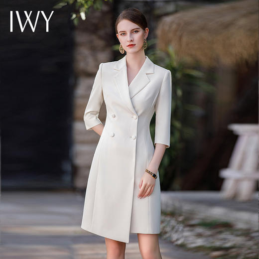 IWY/春夏新款修身西装裙子职业女神范主持人上镜装高端连衣裙Q676+D0053 商品图1