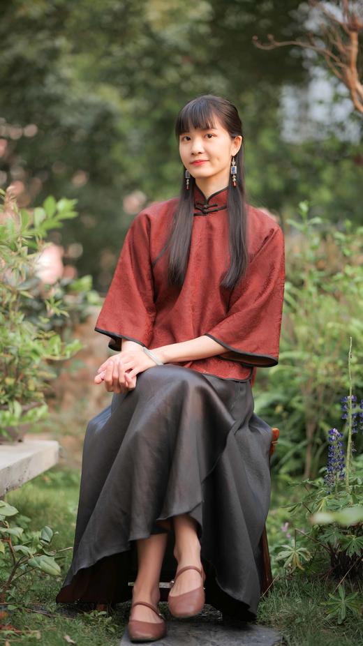 漫物记大玫瑰红云纱立领斜襟上衣XYS-w104 商品图1