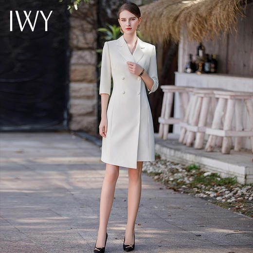 IWY/春夏新款修身西装裙子职业女神范主持人上镜装高端连衣裙Q676+D0053 商品图0