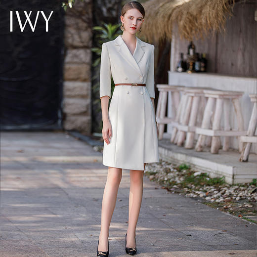 IWY/春夏新款修身西装裙子职业女神范主持人上镜装高端连衣裙Q676+D0053 商品图3