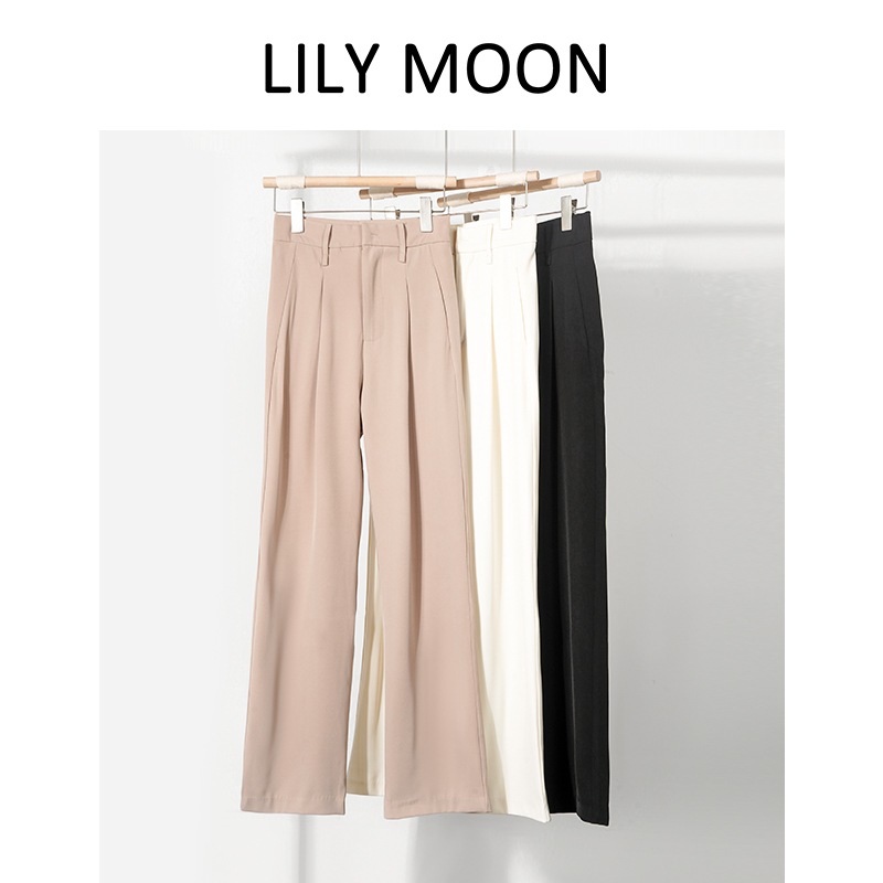 LILY MOON高腰休闲拖地阔腿裤
