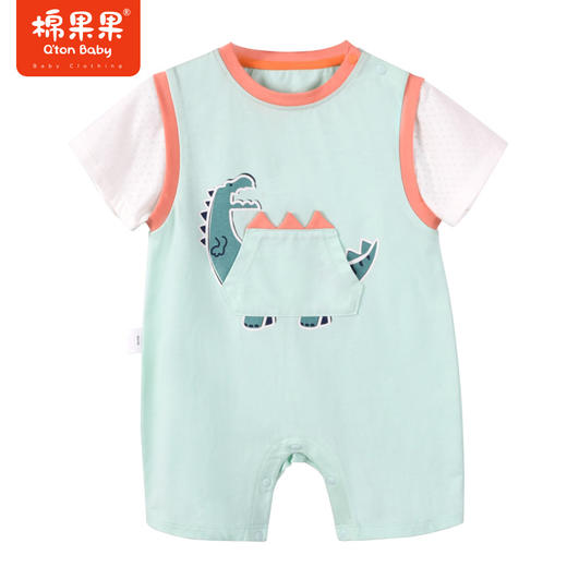 棉果果夏季新品男童男宝假两件套头连体衣M212727223305 商品图3