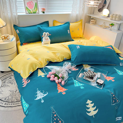 【温暖时光！亲肤时尚三件套】纯棉加厚磨毛三件套简约全棉学生宿舍礼品被套四件套 商品图2