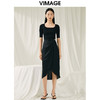 VIMAGE纬漫纪夏季新品高腰纯色显瘦设计小众褶皱半裙V1906528 商品缩略图1
