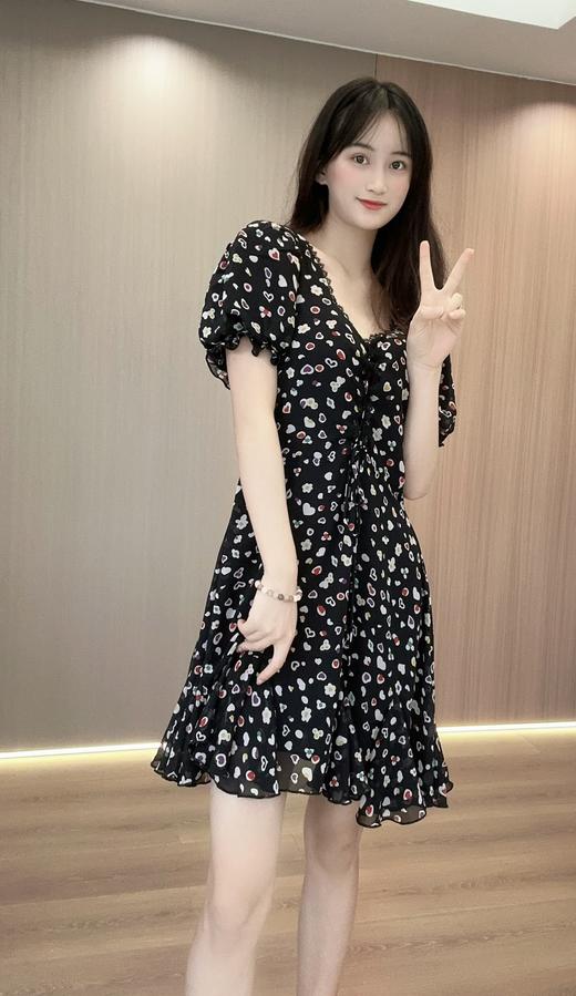 刘亦菲同款法式复古方领连衣裙 商品图2