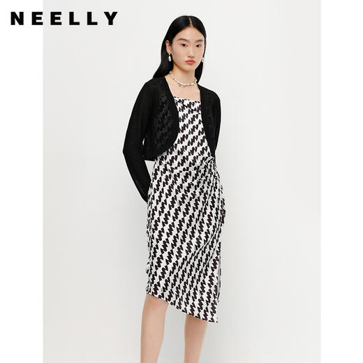 NEELLY纳俪夏季新款短款针织衫女薄款开衫上衣防晒小衫百搭N23041A01007 商品图3