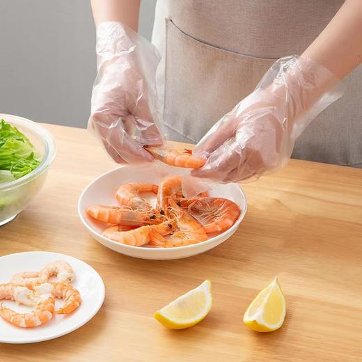 【好物推荐】一次性手套食品餐饮家用pe手套厨房用塑料透明防水薄 膜手套 商品图2
