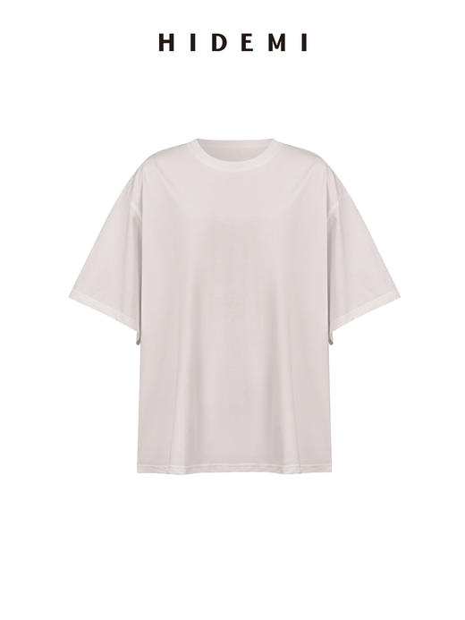 HIDEMI 自然棉系列廓形宽松短袖T恤 白色/深灰/豆乳色/巧克力色 商品图14
