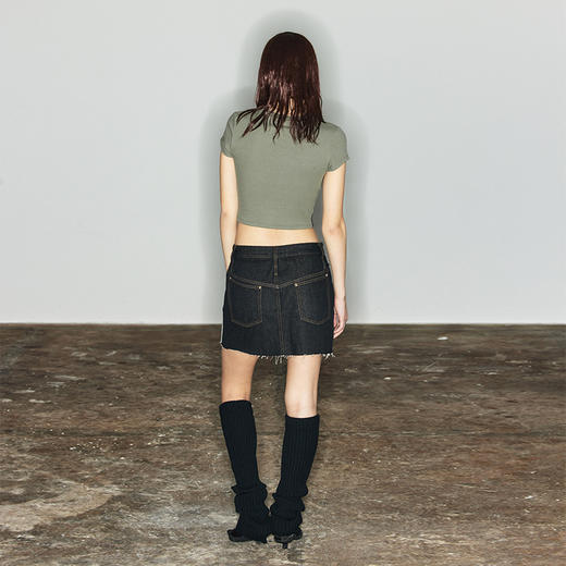 NUTH“帧古早”｜黑色牛仔短裙破坏设计感半身裙 商品图1