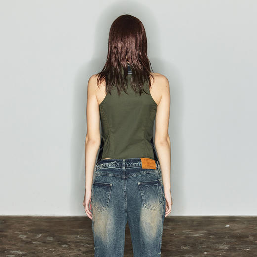 NUTH“雅痞视角”｜绿色工装马甲背心外穿显瘦无袖短款上衣 商品图2