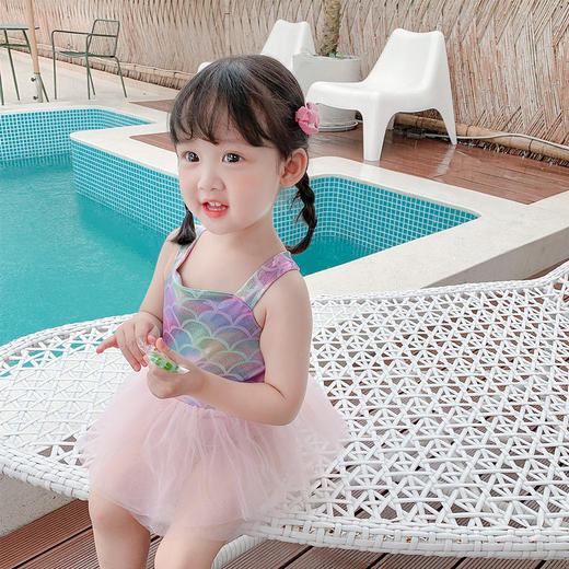 女童泳衣1-6岁童装夏季女宝宝网红连体游泳衣美人鱼彩虹泳装CY169 商品图3