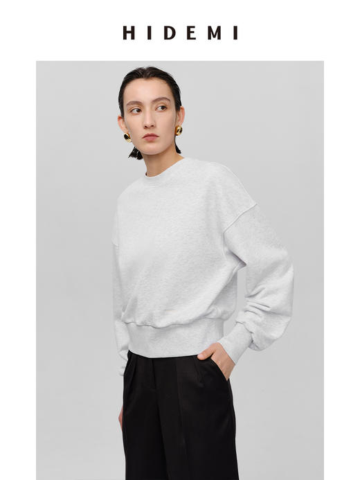 HIDEMI 刺绣logo系列水洗高密棉质短款卫衣三件套 卫衣/长裤/半裙 商品图9