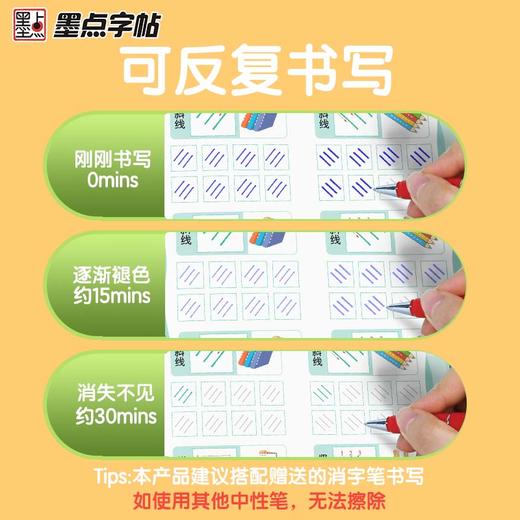 墨点：儿童趣味凹槽练字卡学前班控笔训练幼儿园启蒙学前3-4-5-6岁小学生练字帖拼音数字笔画描红本写字帖宝宝中班入门大小班练字本 商品图3