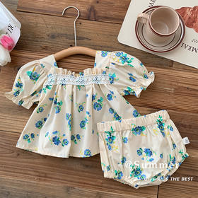 婴儿网红套装 0-2岁夏季韩国童装女宝宝碎花裙衫短裤两件套AT001