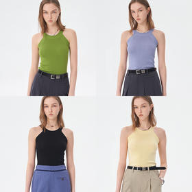 Self Who2023夏装新醋酸亲肤舒适甜辣圆领马甲工字内搭单穿背心女