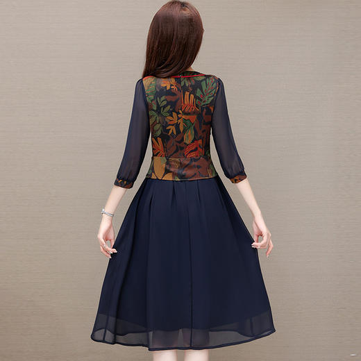 时尚圆领七分袖，气质休闲连衣裙QYM-K508-L 商品图2