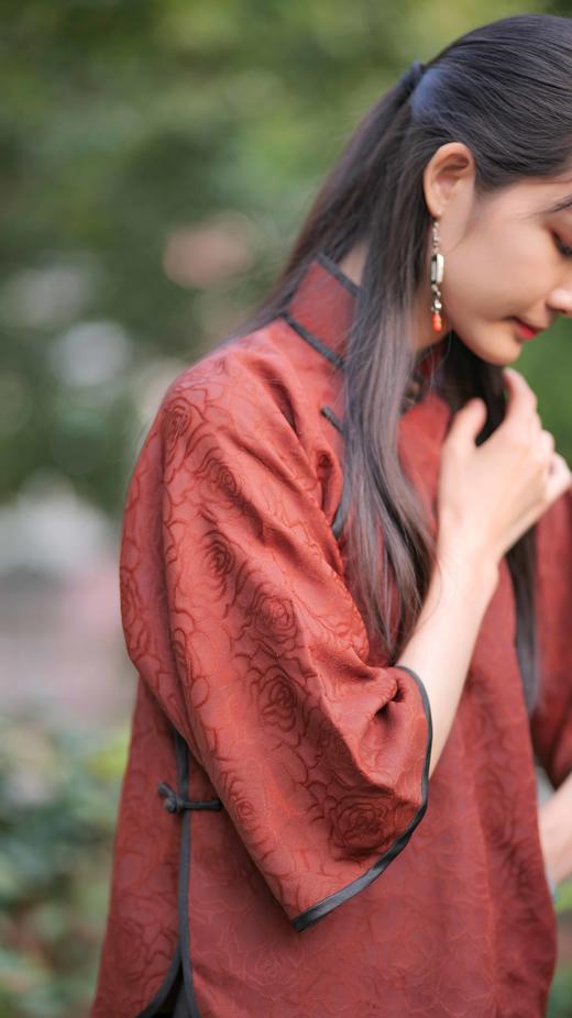 漫物记大玫瑰红云纱立领斜襟上衣XYS-w104 商品图6