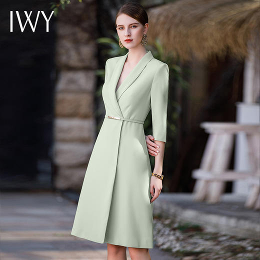 IWY/新款薄荷绿设计感连衣裙气质主持人上镜装韩版职业工作服Q771-G 商品图2