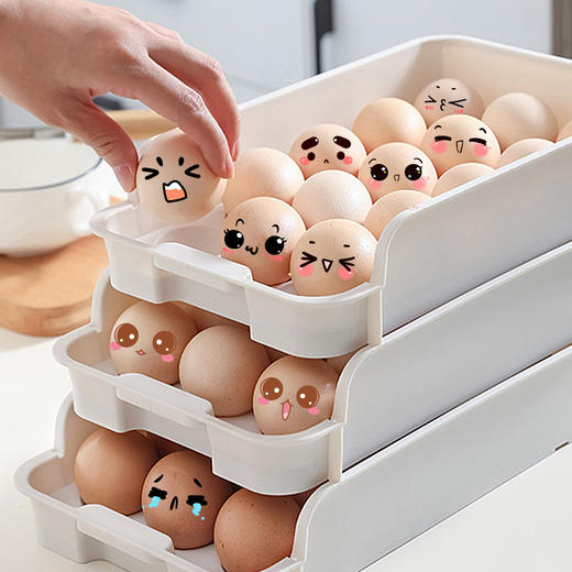 【日用百货】厨房冰箱收纳盒装鸡蛋架托可叠加鸡蛋储物盒 商品图0
