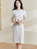 米思阳2025夏季新款气质通勤高级混纺短袖连衣裙遮肉显瘦中长裙子0958 商品缩略图2