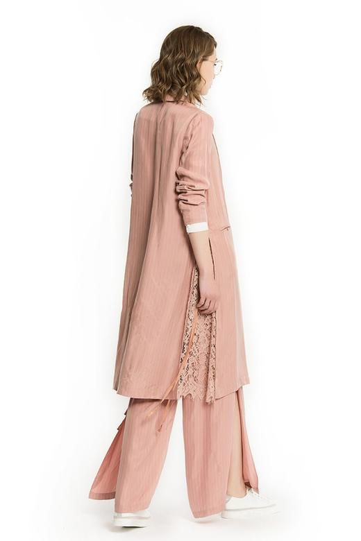 SINGLY 藕粉色镂空长风衣 1182 商品图2