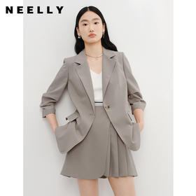 NEELLY纳俪商场同款一粒扣西装外套女简约百搭七分袖上衣气质时尚N23041C01012