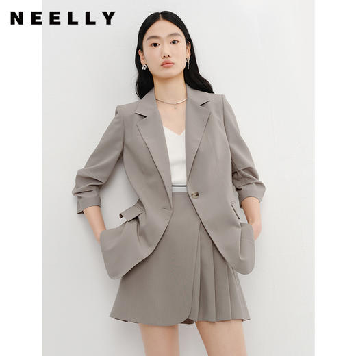 NEELLY纳俪商场同款一粒扣西装外套女简约百搭七分袖上衣气质时尚N23041C01012 商品图0