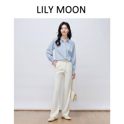 LILY MOON高腰休闲拖地阔腿裤 商品图8