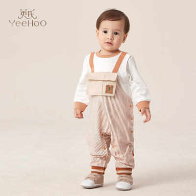 英氏婴儿哈衣男宝纯棉假两件背带连体衣爬服23春夏款YRHAJ1P191A 商品图0