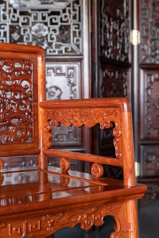 红桥红  家具严选  缅甸花梨（大果紫檀）【螭龙纹 玫瑰椅 三件套】 商品图6