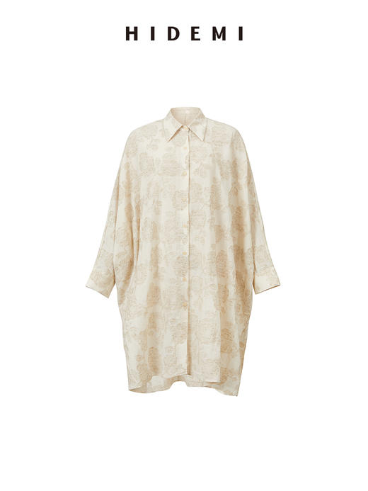 HIDEMI 艺术感色织提花水洗亚麻长款衬衫裙套装 长款衬衫裙/阔腿裤 商品图13