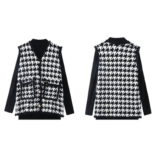 裁缝学苑AS17秋冬新款千鸟格毛呢马甲纸样 女装上衣服装衣服打板 商品图4