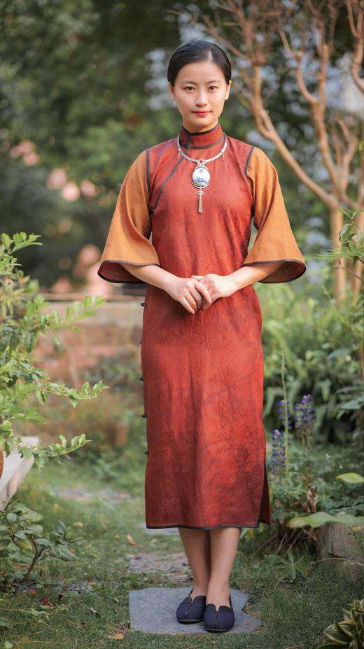 漫物记红云纱大玫瑰喇叭袖旗袍（不含饰品）XYS-w103 商品图0