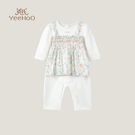 英氏童装女宝宝碎花连体衣假两件春新款爬服长袖蛤衣YRHAJ1P214A 商品图0