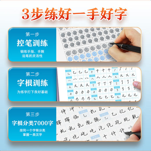 墨点字帖 字根速练7000字 荆霄鹏楷书行楷字帖通用规范汉字常用字楷初学者硬笔书法练字帖 商品图2