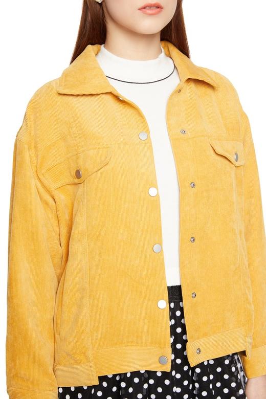 LILY 黄色刺绣灯芯绒外套 5036 商品图2