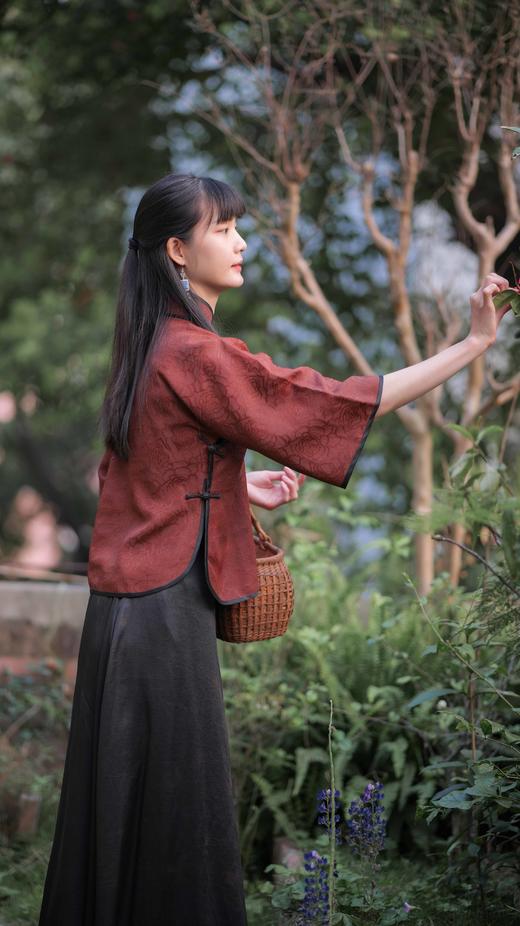 漫物记大玫瑰红云纱立领斜襟上衣XYS-w104 商品图4