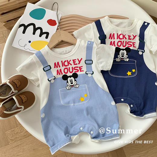 婴儿卡通连体衣0-2岁夏季男宝宝时尚假两件包屁衣婴儿衣服薄ML971 商品图0