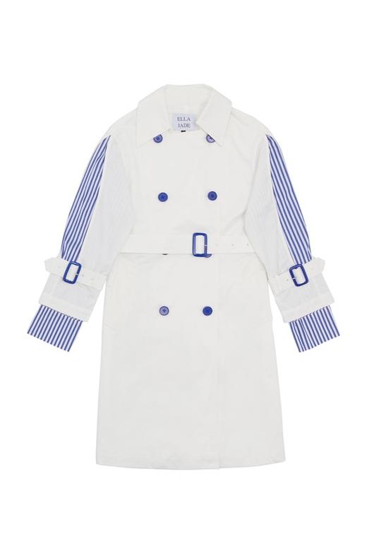ELLA JADE 条纹拼接双排扣风衣 6146 商品图4