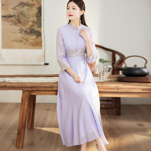 中国风唐装刺绣女禅意复古改良版旗袍连衣裙FL-6959 商品图4