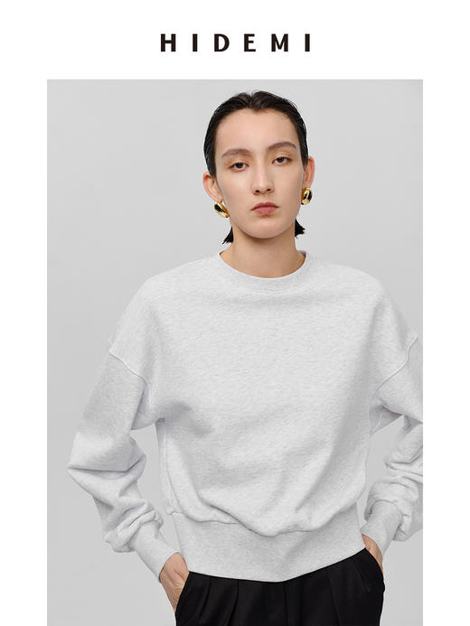 HIDEMI 刺绣logo系列水洗高密棉质短款卫衣三件套 卫衣/长裤/半裙 商品图10