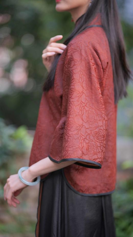 漫物记大玫瑰红云纱立领斜襟上衣XYS-w104 商品图7