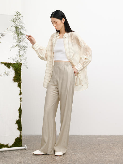MM麦檬商场同款2023春夏新款冰丝浅卡其直筒休闲裤女5E4150861 商品图0