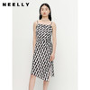 NEELLY纳俪连衣裙女中长款吊带A字裙褶皱收腰显瘦下开叉裙子时尚N23041Y01020 商品缩略图0