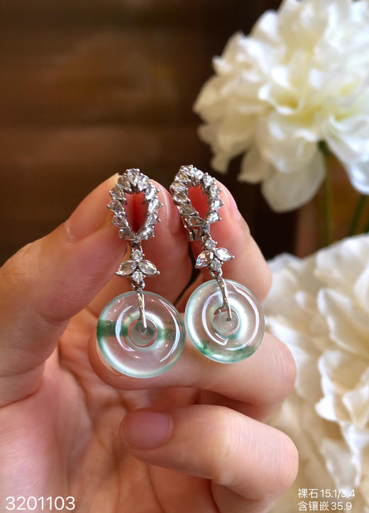 玻璃飘翠平安扣耳坠 52999【3201103】 商品图8