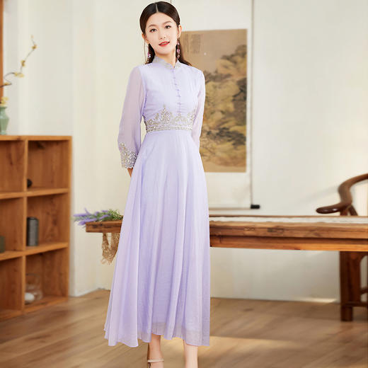 中国风唐装刺绣女禅意复古改良版旗袍连衣裙FL-6959 商品图1